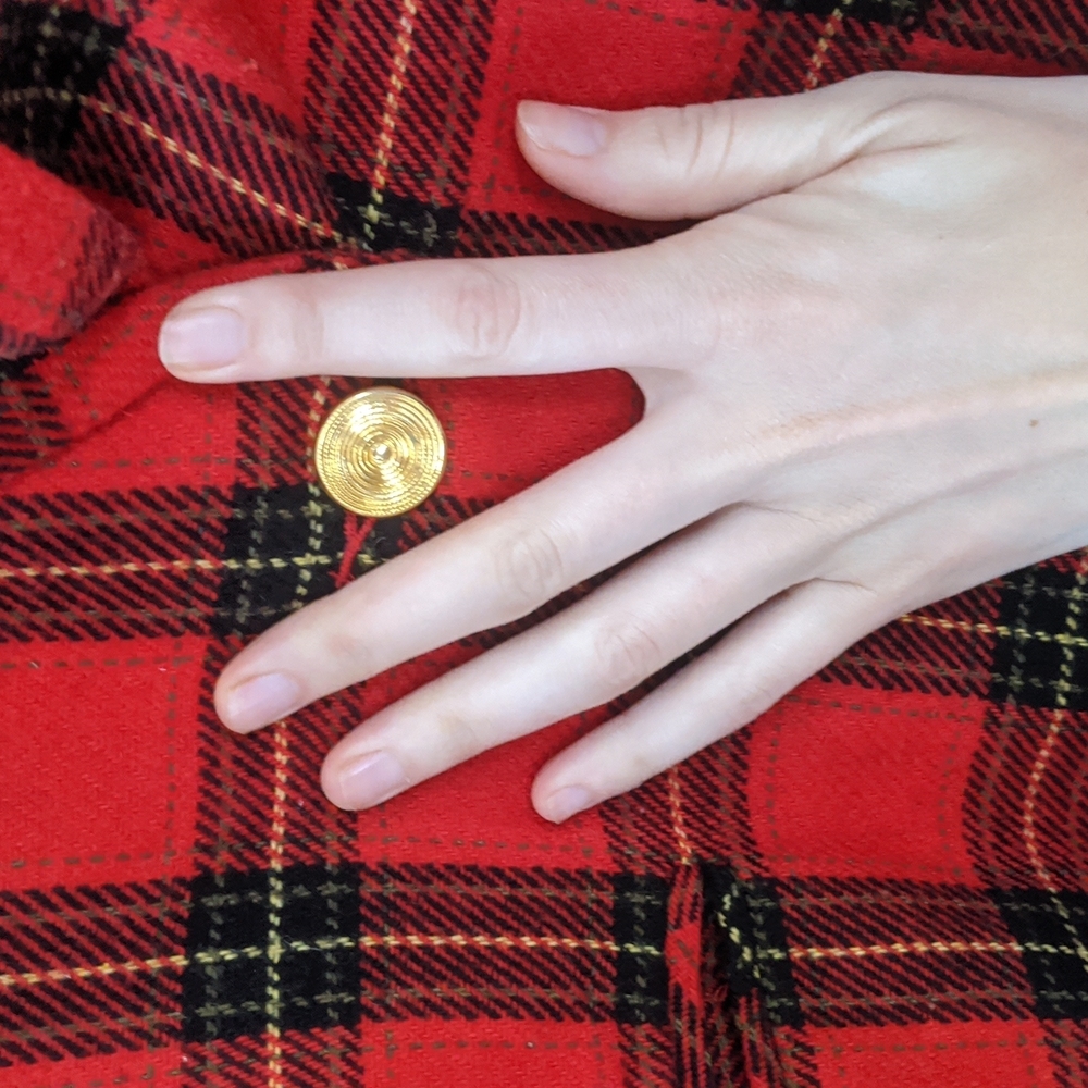 Wool Sag harbor size 8 preppy plaid blazer with gold prophecy retro vintage - Picture 3 of 8